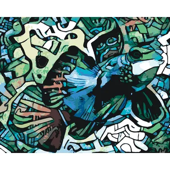 ZUTY Malování podle čísel - GRAFITI RYBA ZELENÁ Rozměr: 40x50 cm, Rámování: bez rámu a bez vypnutí plátna