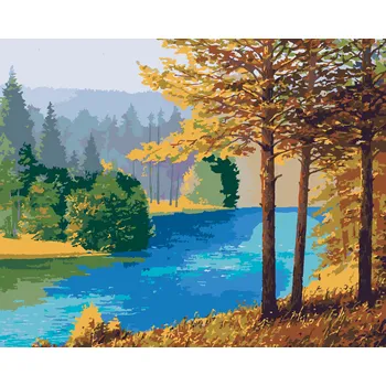 ZUTY Malování podle čísel - ŘEKA TEKOUCÍ V LESE Rozměr: 40x50 cm, Rámování: bez rámu a bez vypnutí plátna