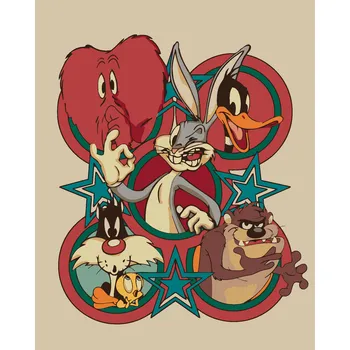 ZUTY Malování podle čísel - LOONEY TUNES RETRO PLAKÁT II Rozměr: 40x50 cm, Rámování: bez rámu a bez vypnutí plátna