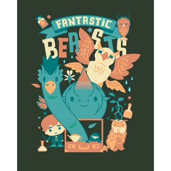 ZUTY Malování podle čísel - PLAKÁT KRESLENÍ TVOROVÉ A MLOK SCAMANDER (FANTASTICKÁ ZVÍŘATA) Rozměr: 40x50 cm, Rámování: bez rámu a bez vypnutí plátna