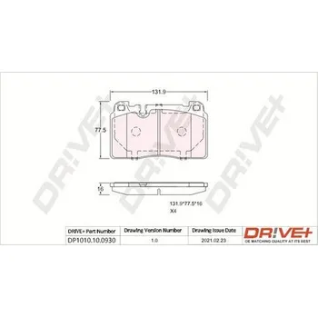 Brzdová destička Sada brzdových destiček, kotoučová brzda DRIVE+ DP1010.10.0930