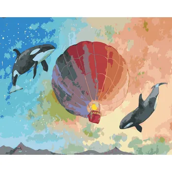 ZUTY Malování podle čísel - LÉTAJÍCÍ KOSATKY S HORKOVZDUŠNÝM BALÓNEM Rozměr: 40x50 cm, Rámování: bez rámu a bez vypnutí plátna
