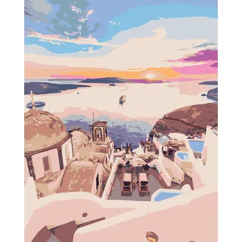 ZUTY Malování podle čísel - BAREVNÉ SANTORINI Rozměr: 40x50 cm, Rámování: bez rámu a bez vypnutí plátna