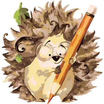 ZUTY Malování podle čísel - JEŽEK A ORANŽOVÁ PASTELKA Rozměr: 40x50 cm, Rámování: bez rámu a bez vypnutí plátna