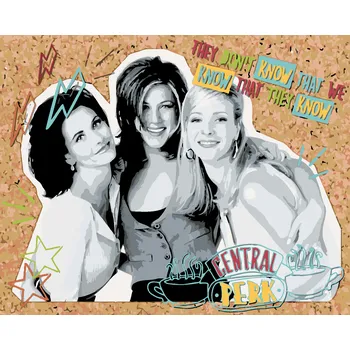 ZUTY Malování podle čísel - MONIKA, RACHEL A PHOEBE (PŘÁTELÉ) Rozměr: 40x50 cm, Rámování: bez rámu a bez vypnutí plátna