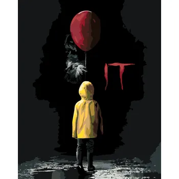 ZUTY Malování podle čísel - PENNYWISE NABÍZÍ GEORGIMU BALÓNEK (TO) Rozměr: 40x50 cm, Rámování: bez rámu a bez vypnutí plátna