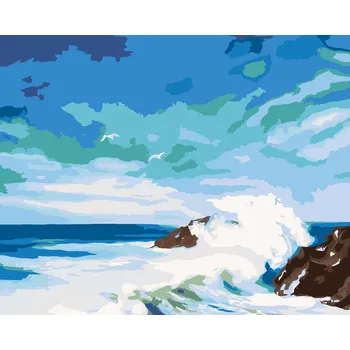 ZUTY Malování podle čísel - VLNY NARÁŽEJÍCÍ DO ÚTESŮ (D. RUSTY RUST) Rozměr: 40x50 cm, Rámování: bez rámu a bez vypnutí plátna