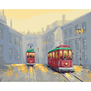 ZUTY Malování podle čísel - STARÉ TRAMVAJE Rozměr: 40x50 cm, Rámování: bez rámu a bez vypnutí plátna