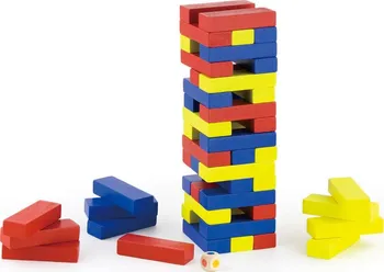 Dřevěná hračka VIGA Block Tower 52989 Jenga 48 ks červená/modrá/žlutá