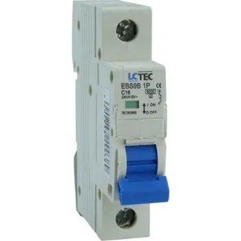 Jistič LC TEC Elektrický jistič EBS9B - 1-pólový, 6kA Jmenovitý proud In: 10 A, Charakteristika: B