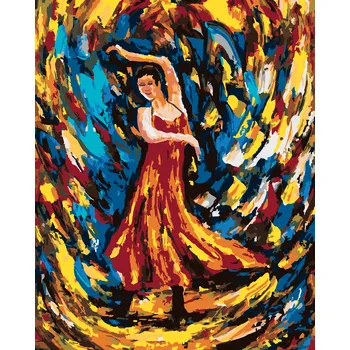 ZUTY Malování podle čísel - DÍVKA TANČÍCÍ FLAMENCO Rozměr: 40x50 cm, Rámování: bez rámu a bez vypnutí plátna