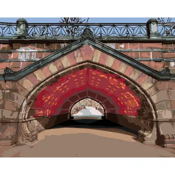 ZUTY Malování podle čísel - ČERVENÝ OBLOUK A MOST (TED DAVIS) Rozměr: 40x50 cm, Rámování: bez rámu a bez vypnutí plátna