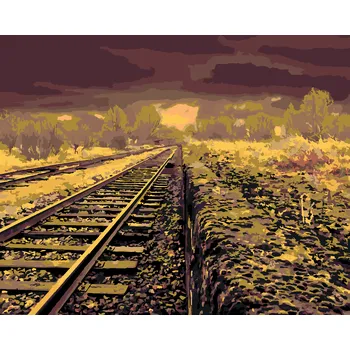ZUTY Malování podle čísel - VLAKOVÉ KOLEJE V PÁKISTÁNU Rozměr: 40x50 cm, Rámování: bez rámu a bez vypnutí plátna