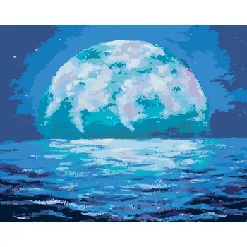 ZUTY Malování podle čísel - MODRÝ ÚSVIT MĚSÍCE Rozměr: 40x50 cm, Rámování: vypnuté plátno na rám
