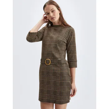 Dámské šaty Orsay Hnědé dámské vzorované šaty - Dámské Orsay černá | hnědá | krémová 2256559