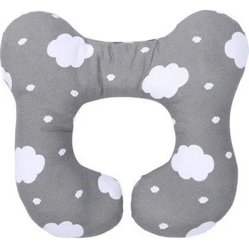 Dekorativní polštářek Polštářek za krk | podhlavníček do kočárku, styl medvídek - Šedý mrak