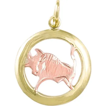 Přívěsek GEMMAX Original – garance kvality Zlatý přívěsek Býk - měsíční znamení, kolečko, žluto-červené zlato – zlatý šperk ryzosti 585/1000 v Dárkovém balení s Certifikátem GUPCN-69491