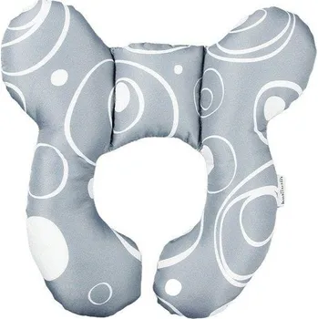 Dekorativní polštářek Polštářek za krk | podhlavníček do kočárku, styl medvídek - Šedé kolo