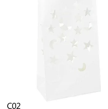 Dekorace do bytu - papírové sáčky na svíčky, 5 - 10 ks - hvězdičky na měsíc,10 ks