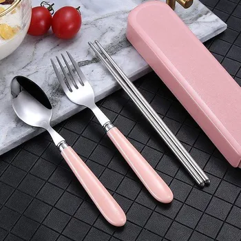 Příbor Originální cestovní příbor | jídelní hůlky s pouzdrem - Růžová