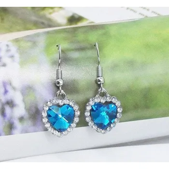 Náušnice Dámské náušnice | náušnice se srdíčkem - Oceánově modrá