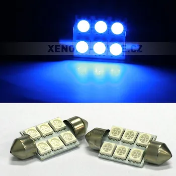 Autožárovka Sufitka modrá - Super Light, 6 SMD LED, 36mm (LED sufitka modrá - Super Light)
