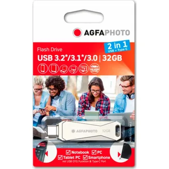 USB flash disk AgfaPhoto USB 3.0 2v1 32GB USB-Typ C 10542N