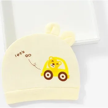 Čepice Dětská čepice se zvířátkem a oušky, pro novorozence - žlutá 5