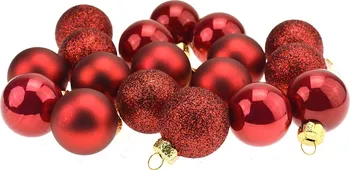 Vánoční ozdoba Vánoční koule na stromek s různým povrchem 3 cm červené 18 ks