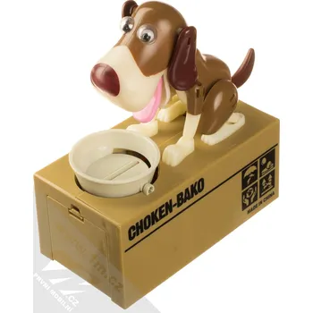 Pokladnička Pokladnička na mince hladový pejsek bílo-hnědý