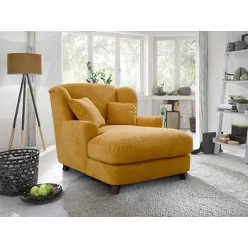 Křeslo Longchair ve skandinávském stylu - prodloužené křeslo ASADO v hořčicové barvě