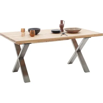 Jídelní stůl Rozkládací jídelní stůl z masivu BROOKLYN dub bělený/leštěná ocel Velikost stolu 220x100