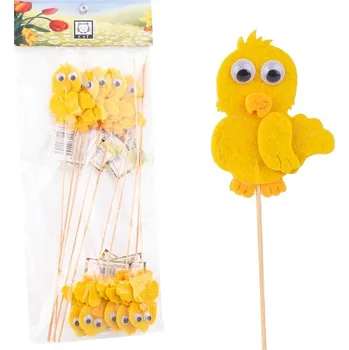 Velikonoční dekorace Zápich filc 10ks 65 mm Kuře