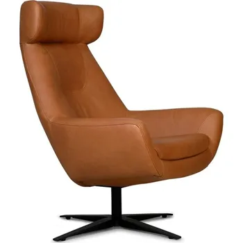 Křeslo Kožené designové otočné křeslo s vysokým opěrem SHOW