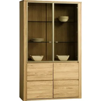 Knihovna ORLANDO/ROLANDO dubová vitrína 2D typ 12 dub natura