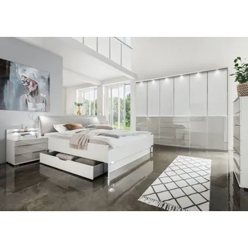 Ložnicová sestava SHANGHAI 2 bílá/sklo bílá-šedá