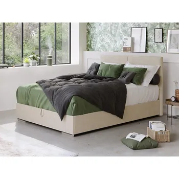 Postel Čalouněná postel s úložným prostorem a topperem TOM 140x200