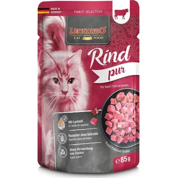 Krmivo pro kočku Leonardo Finest Selection čisté hovězí s lososovým olejem 16× 85 g