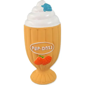 Hračka pro psa Hračka DOG FANTASY Latex pohár zmrzlinový se zvukem oranžová 15cm