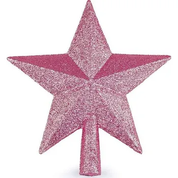 Vánoční dekorace Vánoční hvězda na stromeček s glitry - 3 pudrová