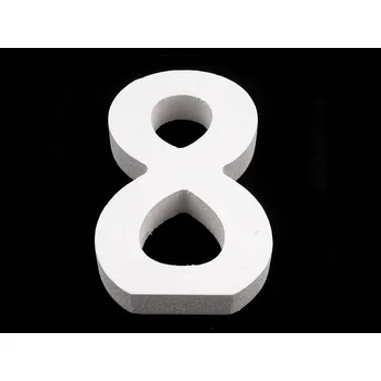 3D dekorace číslice, otazník, vykřičník výška 8 cm - 8 "8" bílá mléčná