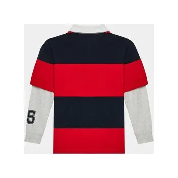 Dámská mikina Tommy Hilfiger Mikina Rugby Stripe Polo L/S KB0KB08736 Červená Regular Fit 16Y