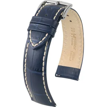 Řemínek na hodinky Kožený řemínek Hirsch Modena L 10302880-2, modrý, teletina, délka L, Quick Release - 19 mm
