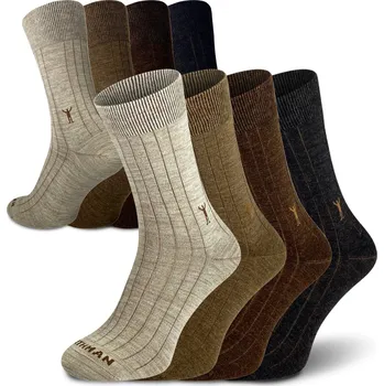 Pánské ponožky Northman ponožky Dino Merino 4-pack Velikost: 45-47 Hnědé Společenské Merino Ponožky Dino 4-Pack