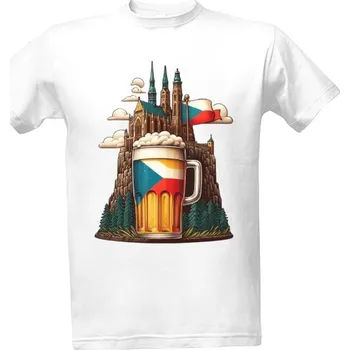Pánské tričko Tričko s potiskem České pivo s vlajkou pánské