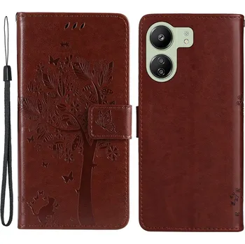 Pouzdro na mobilní telefon Trees knížkové pouzdro na Xiaomi Poco C65/Redmi 13C - hnědé