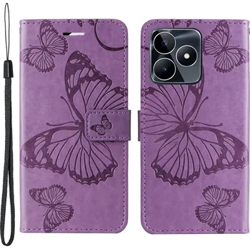 Pouzdro na mobilní telefon Big Butterfly knížkové pouzdro na Realme C51/C53 - fialové