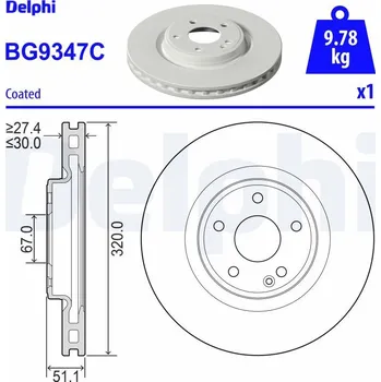 Brzdový kotouč Brzdový kotouč DELPHI BG9347C
