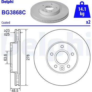 Brzdový kotouč Brzdový kotouč DELPHI BG3868C