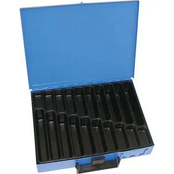 Dresselhaus Kufr na spotřební materiál 330x230x50 mm, 20 přihrádek, plechový